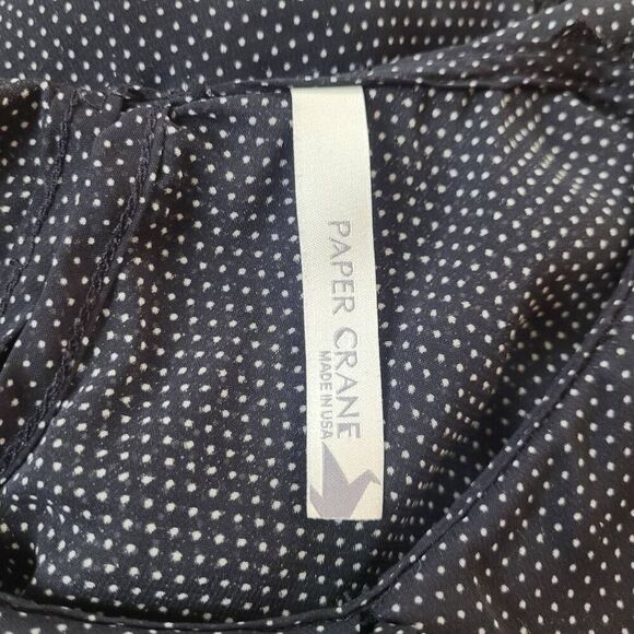 Paper Crane semi sheer tank top peter pan collar polka dotted bow detail lace ba - Picture 7 of 8